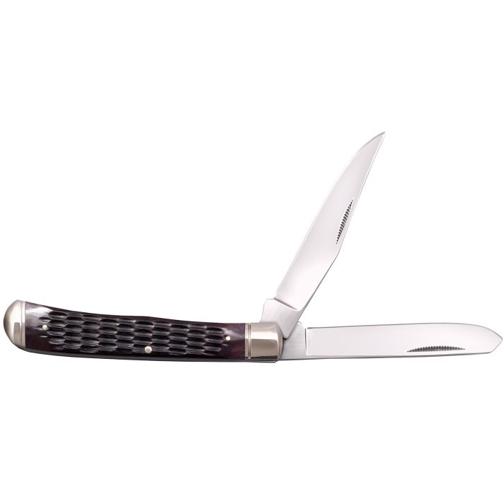 Cold Steel CSFLTRPRJ Trapper3" Folding Clip/Spey Plain 8Cr13MoV SS Blade/Brown Jigged w/Polished Bolsters Bone Handle