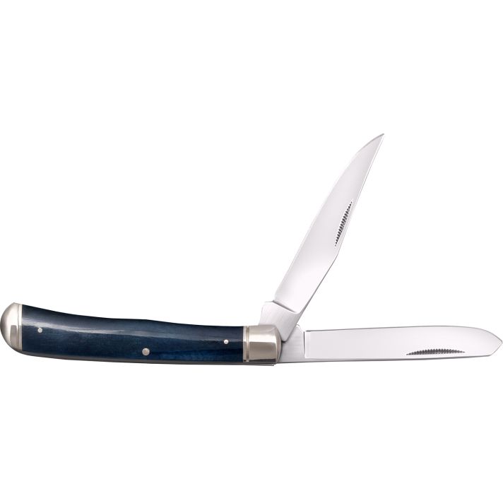 Cold Steel CSFLTRPRB Trapper3" Folding Clip/Spey Plain 8Cr13MoV SS Blade/Dark Bluew/Polished Bolsters Bone Handle