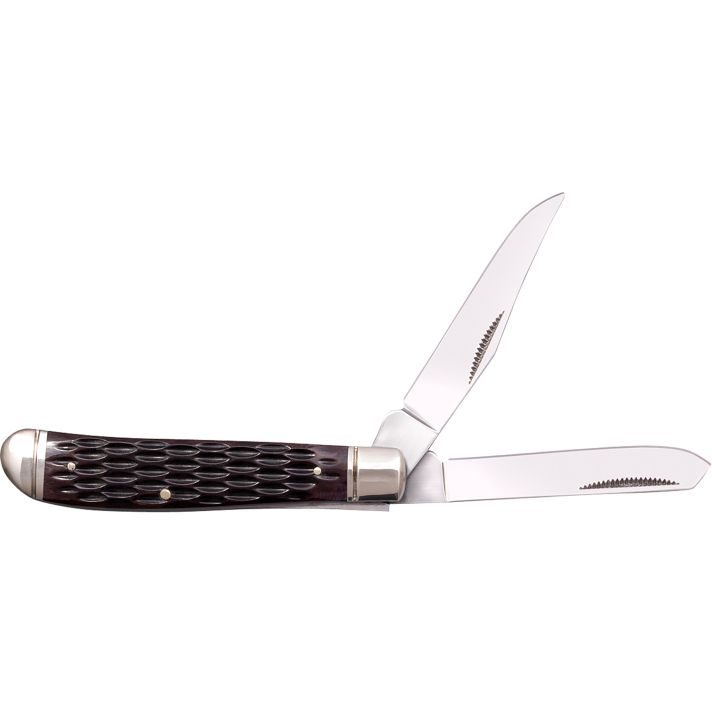 Cold Steel CSFLMTRPRJ TrapperMini 2.60"/2.70" Folding Clip/Spey Plain 3Cr13MoV SS Blade/Brown Jigged w/Polished Bolsters Bone Handle