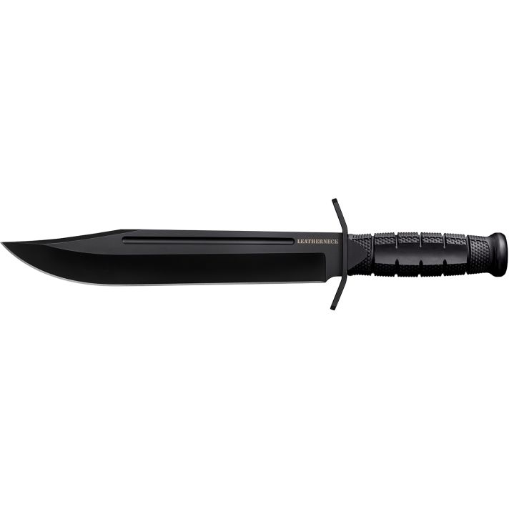 Cold Steel CSFXLTHRNK Leatherneck10.50" Fixed Bowie Plain Non-Reflective Black D2 Steel Blade/ 4.75" Black w/Curved Quillons Kray-Ex Handle