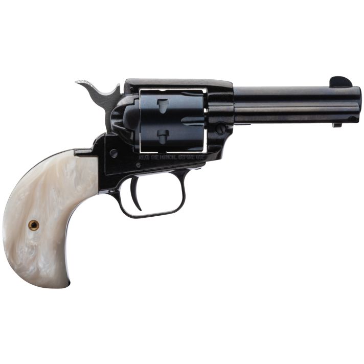 Heritage Mfg RR22MB3BHPRL Rough Rider22 LR 22 WMR 6 Shot, 3.50" Black Steel Barrel, Black Zinc Alloy Frame, Black Cylinder, White Pearl Birdshead Grip, Hammer/Thumb Safety, Exposed Hammer