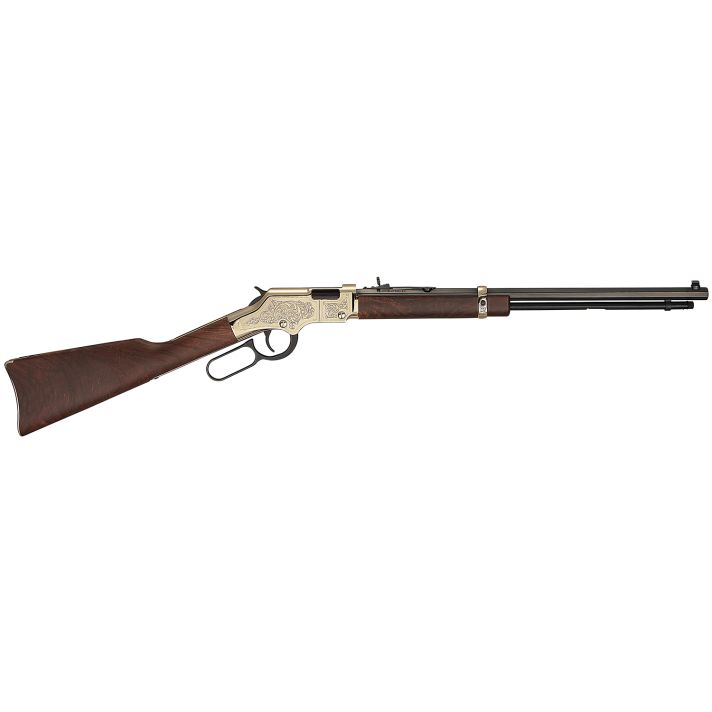 Henry H004VD4 Golden Boy Deluxe 4th Edition 17 HMR 12+1 20" Blued Octagon Barrel, Engraved Brasslite Rec, American Walnut Stock, Ad. Buckhorn Sights