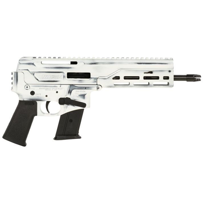 Diamondback DB1614L401 DBX CF 5.7x28mm 8" 20+1, Battleworn Storm Tropper White Rec, Picatinny End Cap, Black Magpul K Grip