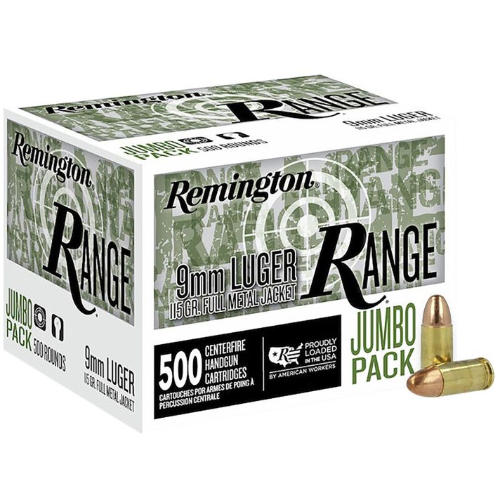 Remington Ammunition R27779 Range Jumbo Pack 9mmLuger 115gr Full Metal Jacket 500/Box