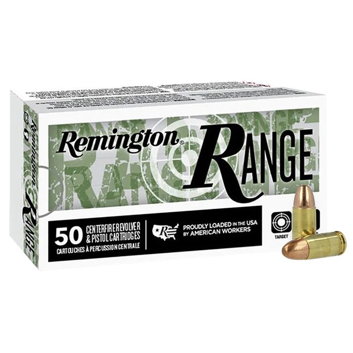 Remington Ammunition R27780 Range9mmLuger 124gr Full Metal Jacket 50 Per Box/20 Case