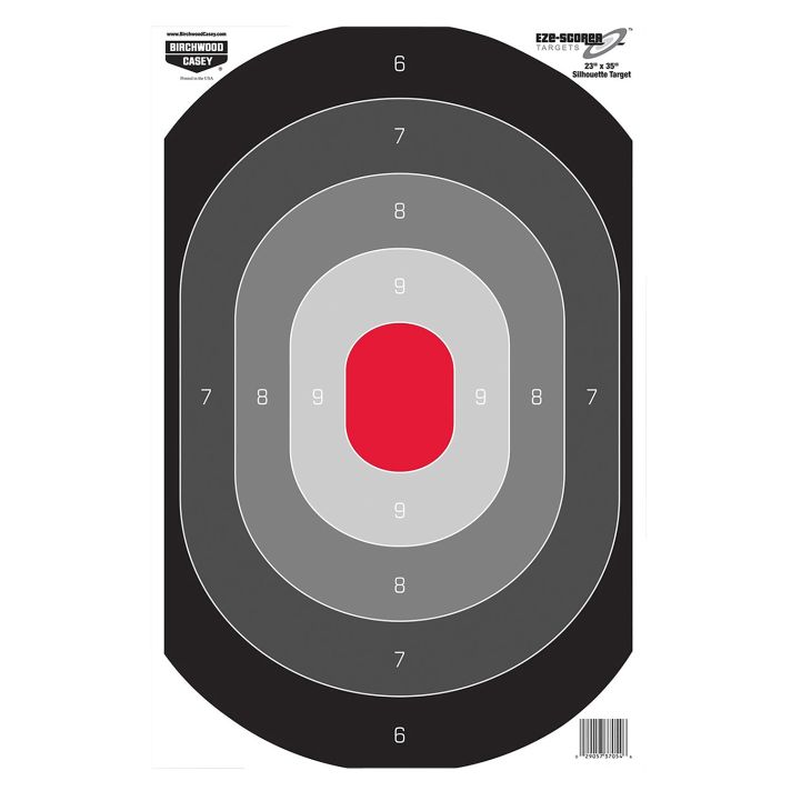 Birchwood Casey 37053 EZE-Scorer Silhouette Oval Target Hanging Paper All Firearms 23" x 35" Black/Gray/Red 5 Targets