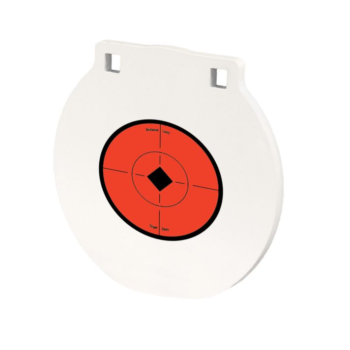 Birchwood Casey RND8 Round Steel Target Plate 8" Centerfire Rifle/Handgun Target Black/Red/White NM500 Steel Hanging