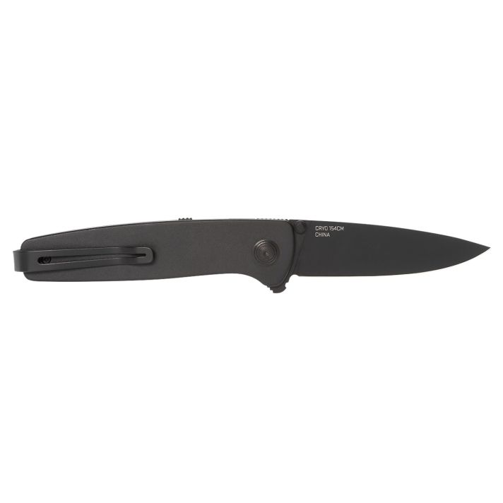 S.O.G SOG11150143 Twitch III 3.10" Folding Drop Point Plain Black TiNi 154CM SS Blade, Black Aluminum Handle