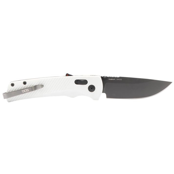S.O.G SOG11181041 Flash AT 3.45" Folding Straight Back Plain TiNi Cryo D2 Steel Blade, Concrete Gray Textured GRN Handle