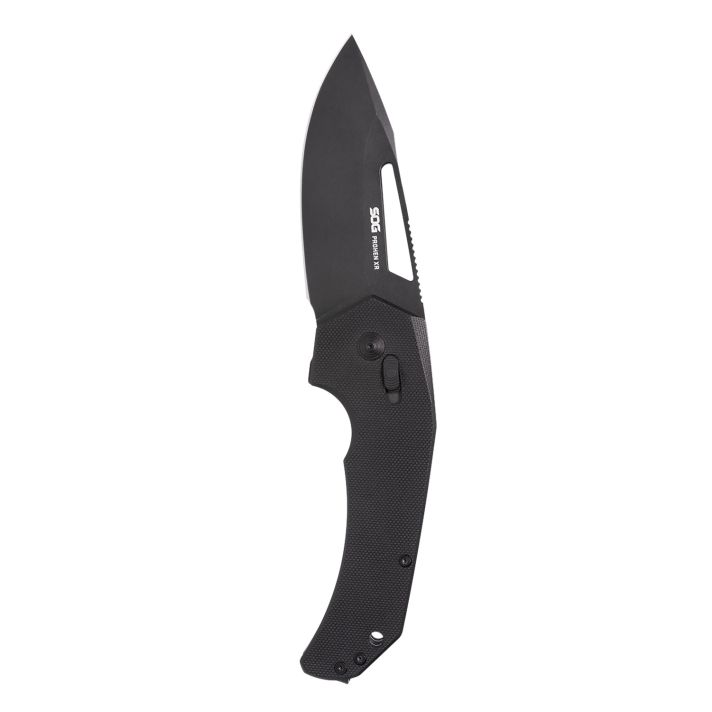 S.O.G SOG12250157 Prohen XR 3.35" Folding Drop Point Plain Black TiNi Cryo D2 Steel Blade, Black Textured G10 Handle