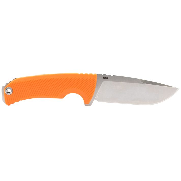 S.O.G SOG17060343 Tellus FX 4.20" Fixed Clip Point Plain Stonewashed Cryo 440C SS Blade/ Blaze Orange Textured GRN Handle