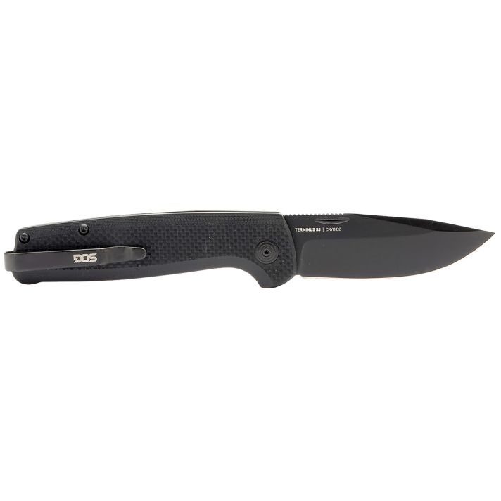 S.O.G SOGTM1005BX Terminus SJ 2.90" Folding Clip Point Plain Stonewashed Cryo D2 Steel Blade/ Blackout G10 Handle Includes Belt Clip