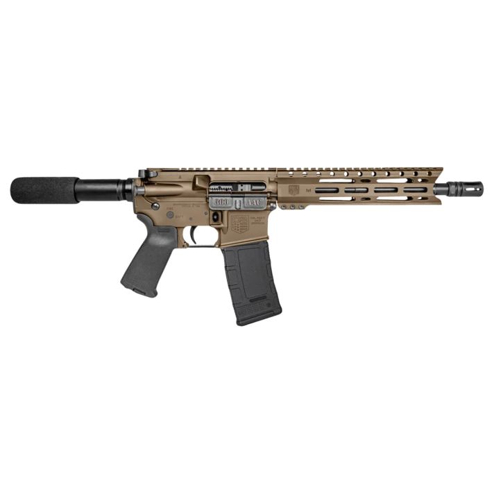 Diamondback DB1915B061 DB15300 Blackout 28+1 10", FDE, Carbon Lower, 9" M-LOK Handguard, Black Padded Buffer Tube/Magpul Grip