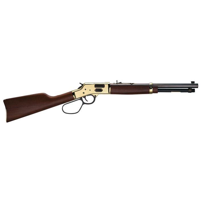 Henry H006GR Side Gate Carbine 44 Mag/44 Special 7+1 16.50" Blued Octagon Barrel, Polished Brass Rec, American Walnut Stock, Adj. Sight, Large Loop Lever