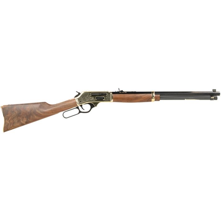 Henry H009BGWL Wildlife30-30 Win 5+1 20" Blued Octagon, Polished Brass Engraved Rec, American Walnut Furniture, Adj. Brass Buckhorn Sight