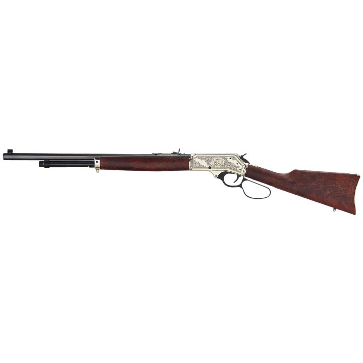 Henry H010BGWL Wildlife45-70 Gov 4+1 22" Blued Octagon, Polished Brass Engraved Rec, American Walnut Furniture, Large Loop Lever, Adj. Brass Bead Sight