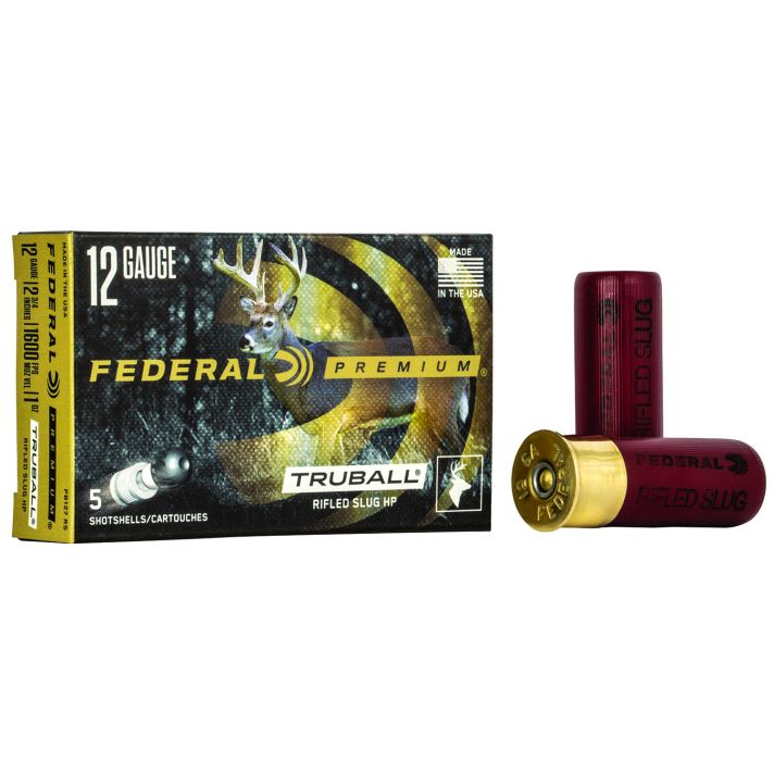 Federal PB127RS Premium Vital-Shok TruBall 12Gauge 2.75" 1oz RifledSlug Shot 5 Per Box/50 Case