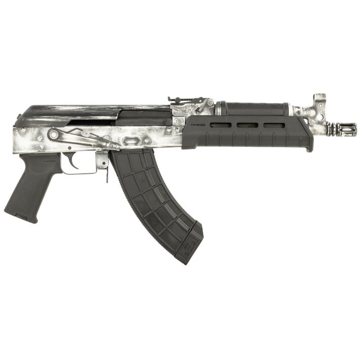 Century Arms HG7673N Draco7.62x39mm 30+1 6.25" Black Threaded Barrel, Black Magpul AK Handguard, Distressed White Cerakote Steel Receiver, Black Polymer Grip, Right Hand