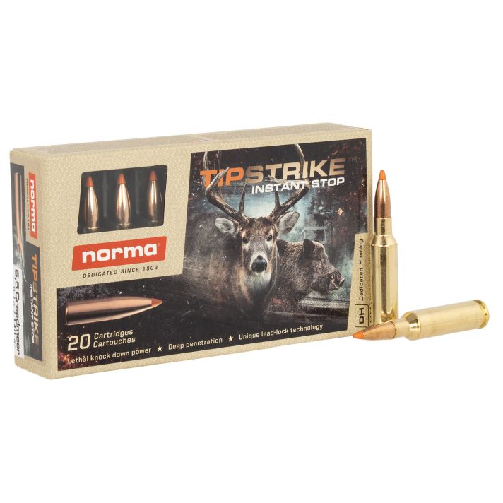 Norma Ammunition 20166512 Dedicated Hunting Tipstrike 6.5Creedmoor 140gr 20 Per Box/10 Case
