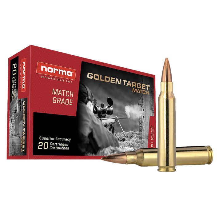 Norma Ammunition 10157692 Dedicated Precision Golden Target Match 223Rem 69gr Boat Tail Hollow Point 20 Per Box/10 Case