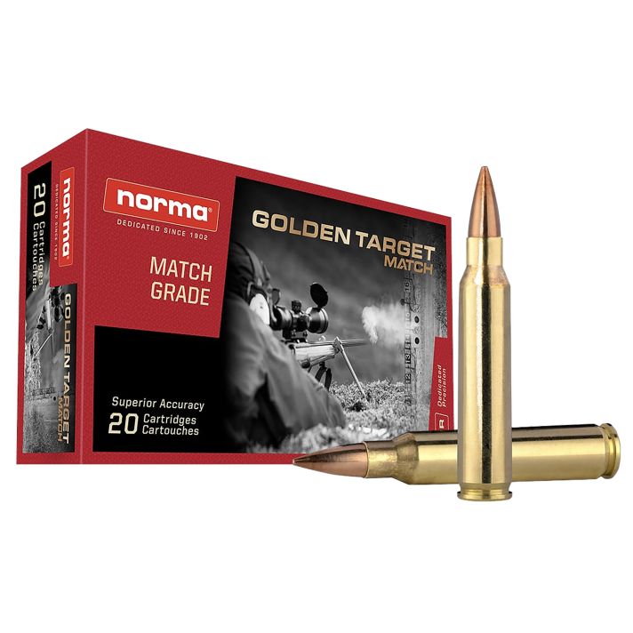 Norma Ammunition 2423552 Dedicated Precision Golden Target Match 223Rem 77gr Hollow Point Boat Tail 20 Per Box/10 Case