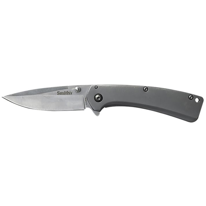 Smiths Products 51008 Furrow2.90" Folding Drop Point Plain Satin Titanium Coated Stainless Steel Blade/Stainless Steel Handle Includes Pocket Clip