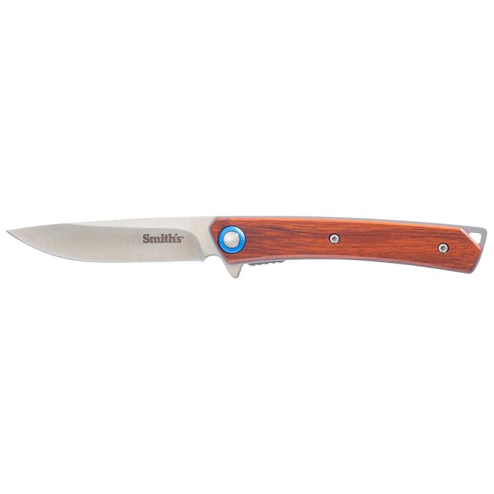 Smiths Products 51304 Ecesis3" Folding Drop Point Plain Satin 3Cr13MoV SS Blade/Natural Wood/Black SS Handle Includes Pocket Clip