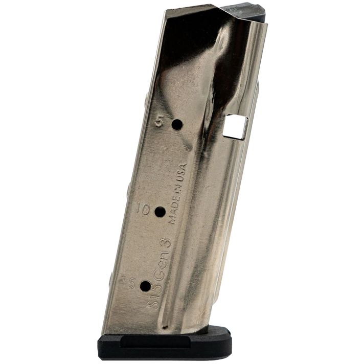 Shield Arms SAS15NGEN3 S15 Magazine Gen 3 15rd Flush 9mm Luger Fits Glock 48/43X Nickel Steel