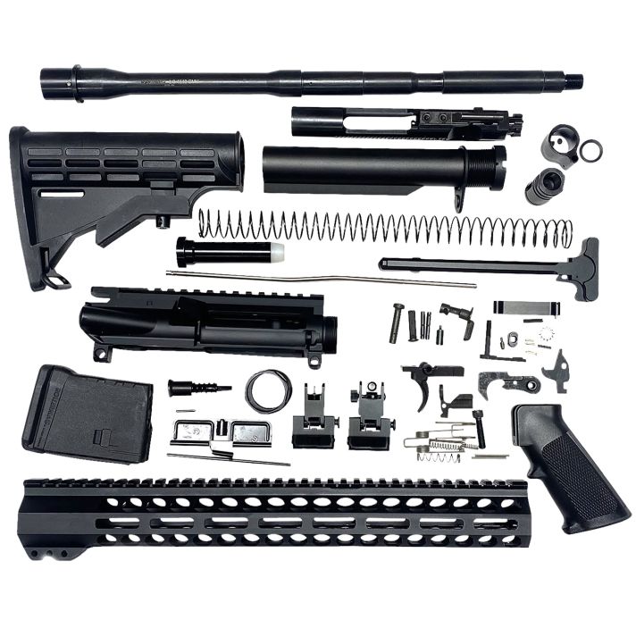 Bowden Tactical J27113 AR Rifle Build KitComplete, 13" M-Lok Handguard, Mil-Spec Parts, Flip Up Sights