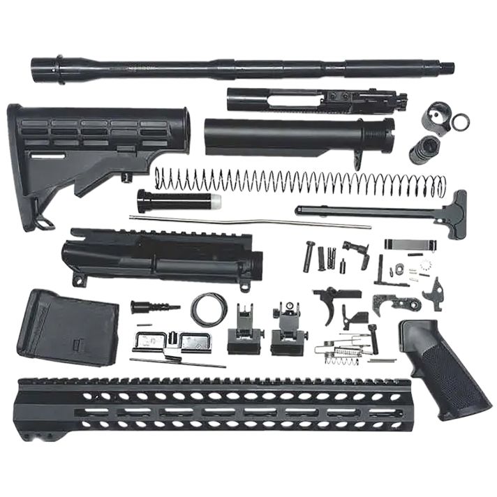 Bowden Tactical J27115 AR Rifle Build KitComplete, 15" M-Lok Handguard, Mil-Spec Parts, Flip Up Sights