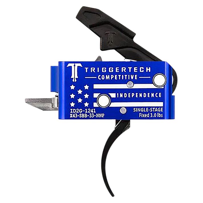 TriggerTech X43SBB33NNC Competitive Independence Pro Curved Two-Stage Trigger, Blue & White Engraved Flag Housing, Fits AR-15