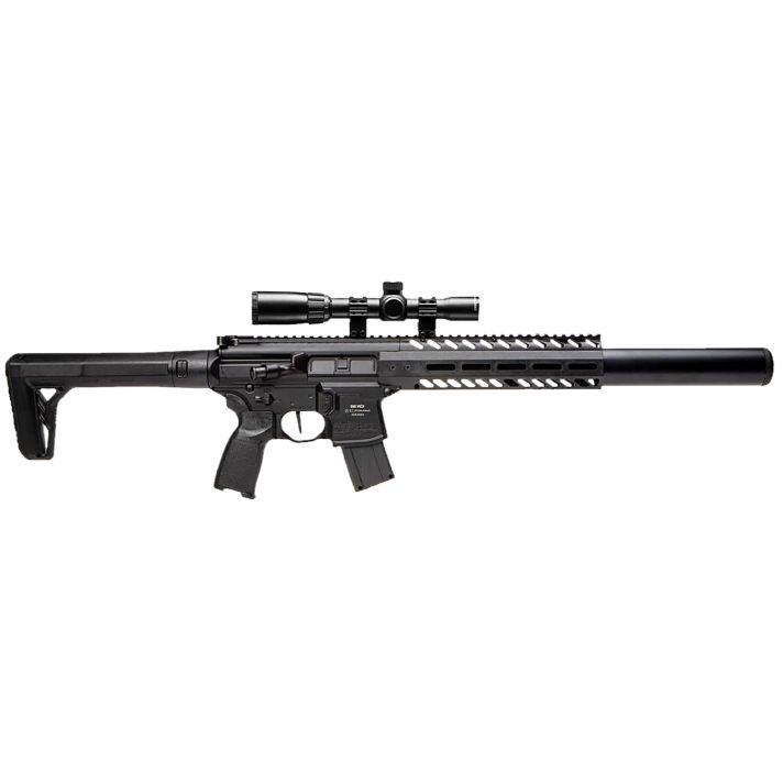 Sig Sauer Airguns AIRMCX177G2BLKSCOPE MCX Air Gen 2 CO2 177 Pellet 18" 30rd, Black, M-LOK Handgaurd, Flat Trigger, C02 Storage QD Stock, Reduced Angle Grip, 1-4x24mm Scope