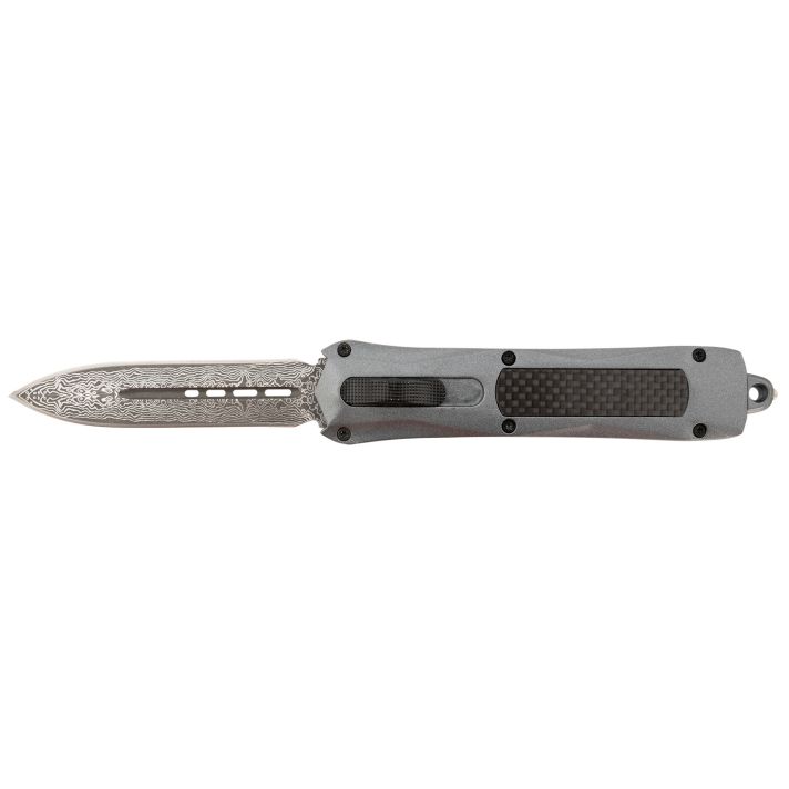 Steel River Knives A163BDD Spartan3.50" OTF Dagger Plain Damascus 440C SS Blade/Gray w/Carbon Fiber Inlay Aluminum Zinc Alloy Handle