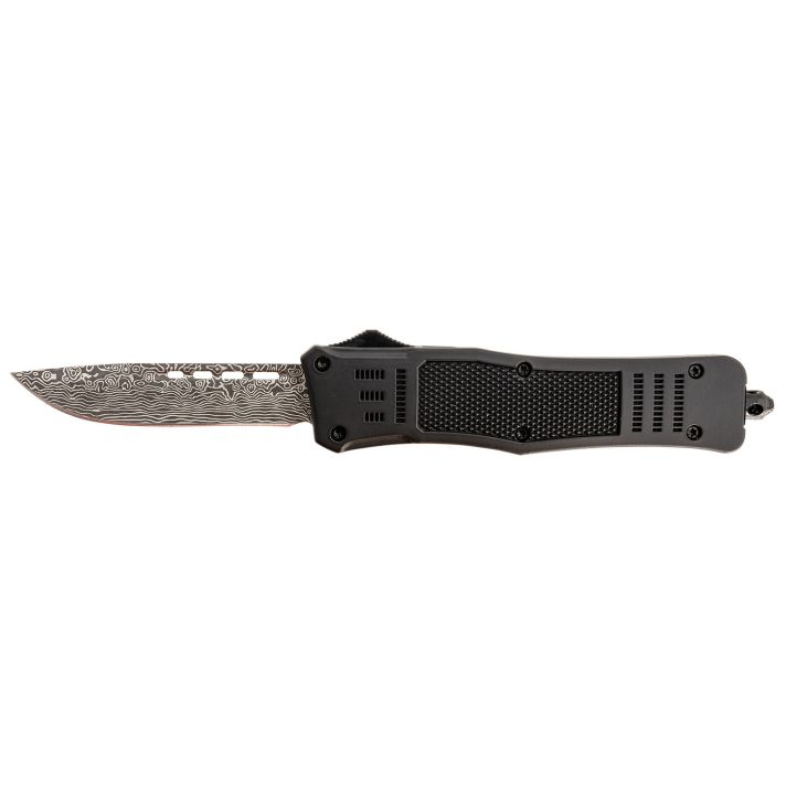 Steel River Knives T618BDDP SpartanMedium 3.25" Drop Point Plain Laser Etched Damascus 440C SS Blade/4.50" Black Aluminum Zinc Alloy Handle