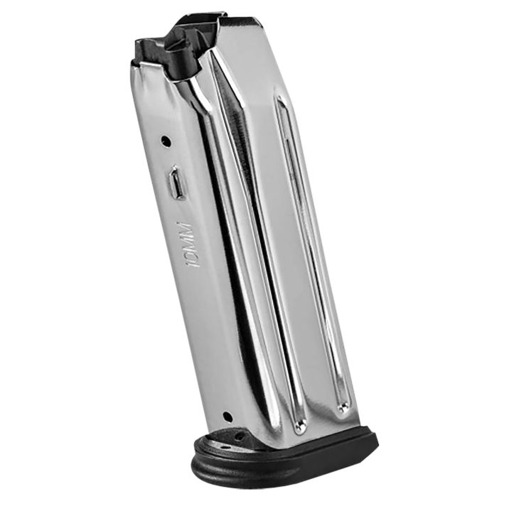 FN 20100733 510 Replacement Magazine 10rd 10mm Stainless Steel w/ Black Polymer Flush Floorplate Fits FN 510 Tactical