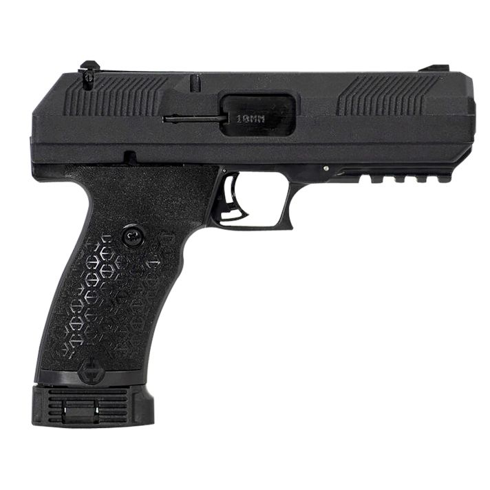 Hi-Point JXP10NTB JXP10mm Auto 10+1 4.50" Black Steel Barrel, Black Powder Coated YC9 Styled/Serrated Steel Slide, Black Polymer Frame w/Picatinny Rail, Black Textured Polymer Grip