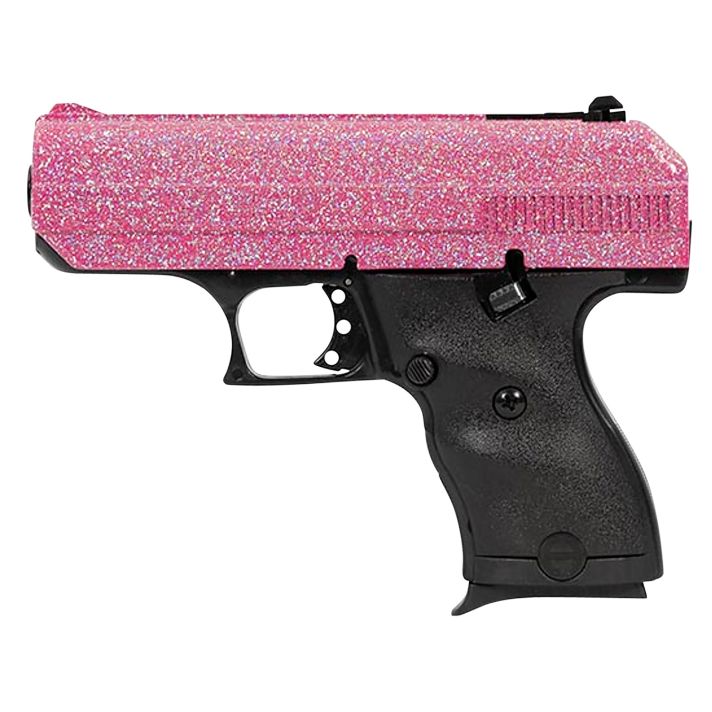 Hi-Point 916PISP C99mm Luger 8+1 3.50" Black Steel Barrel, Hydro-Dipped Pink Sparkle Serrated Slide, Black Polymer Frame, Black Polymer Grips