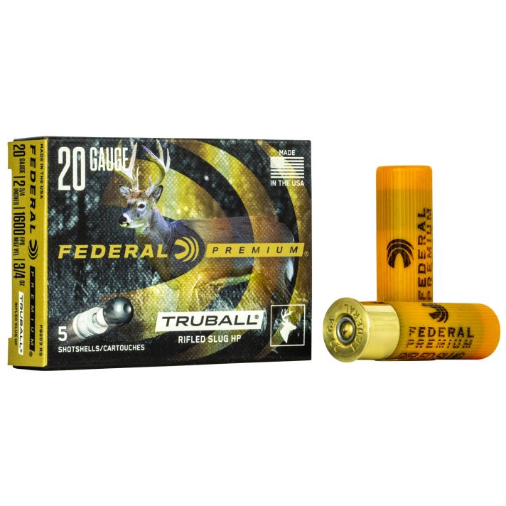 Federal PB203RS Premium Vital-Shok TruBall 20Gauge 2.75" 3/4oz RifledSlug Shot 5 Per Box/50 Case