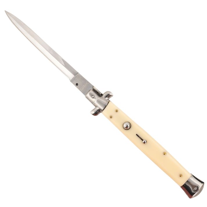Steel River Knives CISID Spartan6" Italian Dagger Polished Blade 7" Ivory Synthetic Handle Side Open