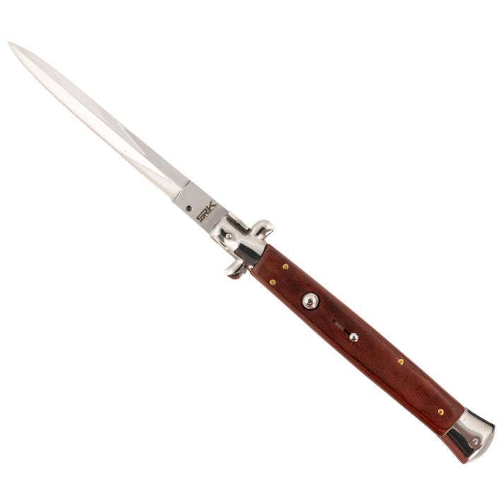 Steel River Knives CIRWD Spartan6" Italian Dagger Polished Blade 7" Red Wood Handle Side Open