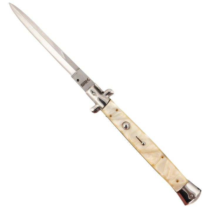 Steel River Knives CIMOPD Spartan6" Italian Dagger Polished Blade 7" Mother of Pearl Synthetic Handle Side Open