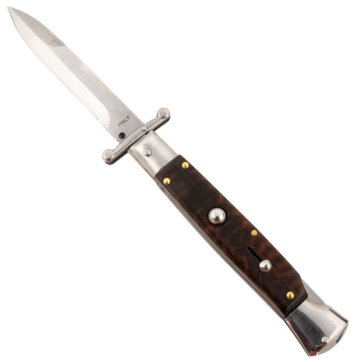 Steel River Knives SGSWP Spartan3.9" Italian Bayonet Polished Blade 5.1" Snakewood Handle Side Open