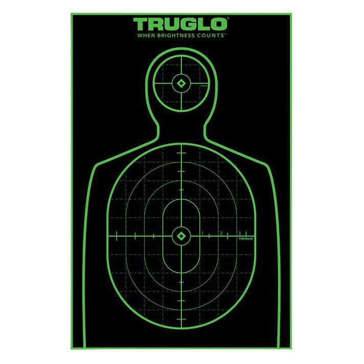 TruGlo TG13A25 Tru-See Handgun Target Self-Adhesive Heavy Paper Black/Green 12"x18" Silhouette 25 Pack