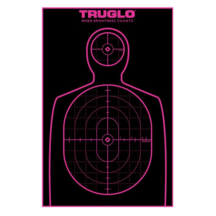 TruGlo TG13A12BB Tru-See Handgun Target Self-Adhesive Heavy Paper Black/Pink 12"x18" Silhouette 12 Pack