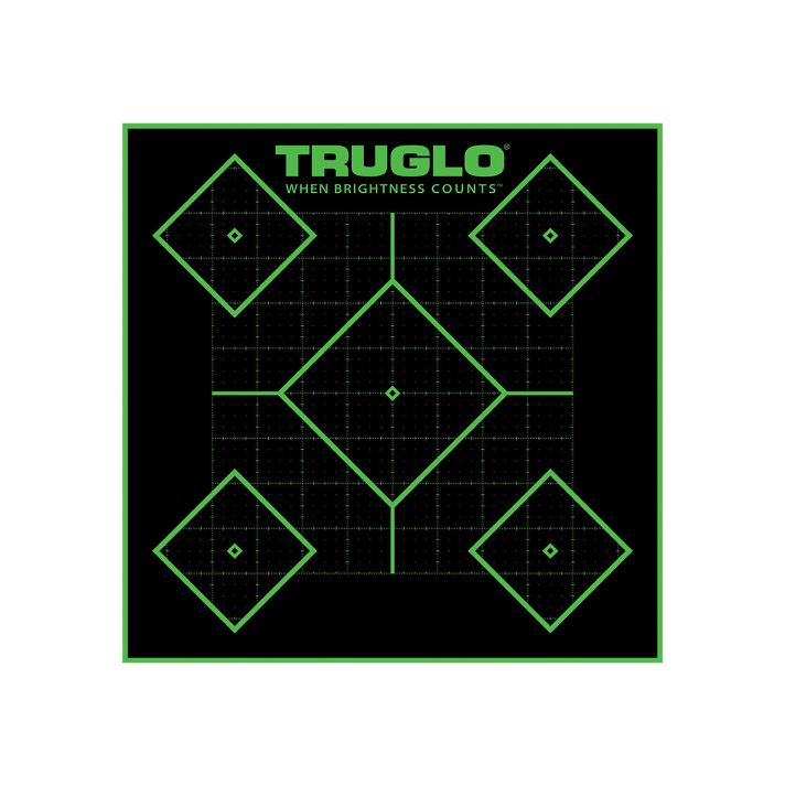 TruGlo TG14A25BB Tru-See 5- Diamond Target Self-Adhesive Heavy Paper Black/Green 12"x12" 25 Pack