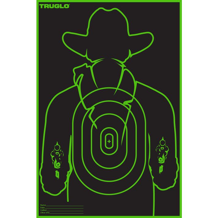 TruGlo TG16A6 Tru-See Gunslinger Target Self-Adhesive Heavy Paper Black/Green 12"x18" Cowboy 6 Pack