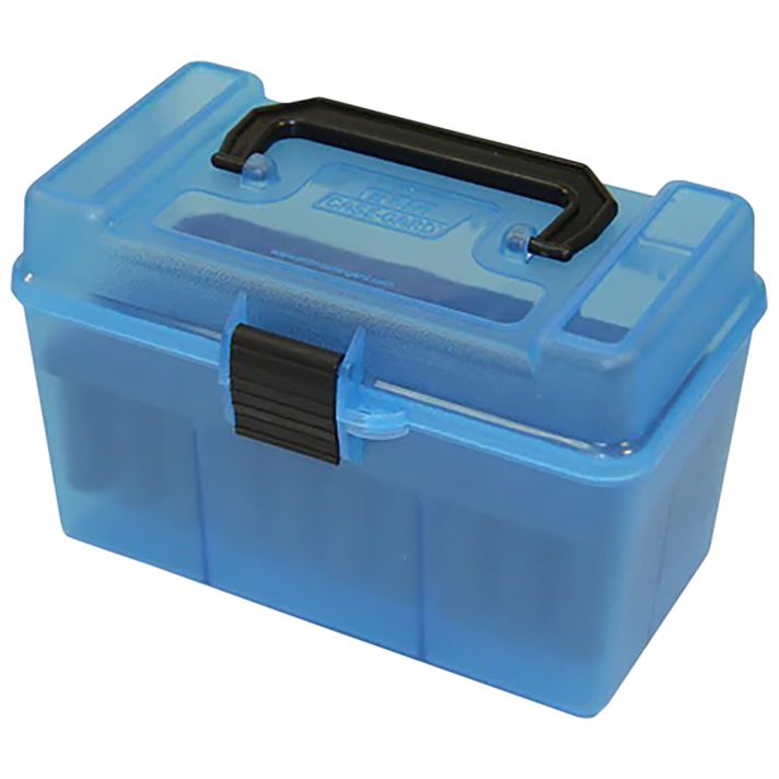 MTM Case-Gard H50RMAG24 Deluxe Ammo Box300 Win Mag/7mm Rem Clear Blue Polypropylene 50rd