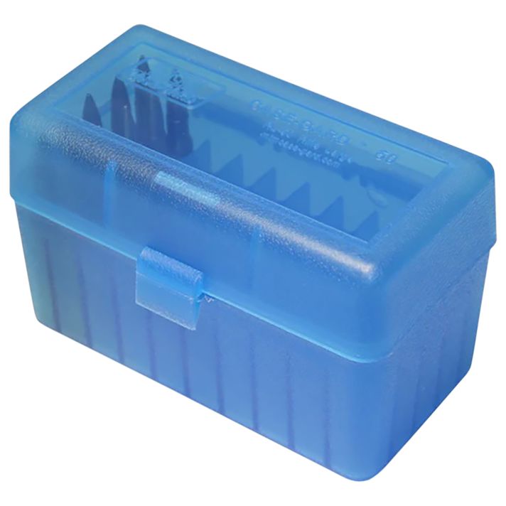 MTM Case-Gard RSS5024 Ammo Box Flip-Top 6mm PPC/7mm Clear Blue Polypropylene 50rd