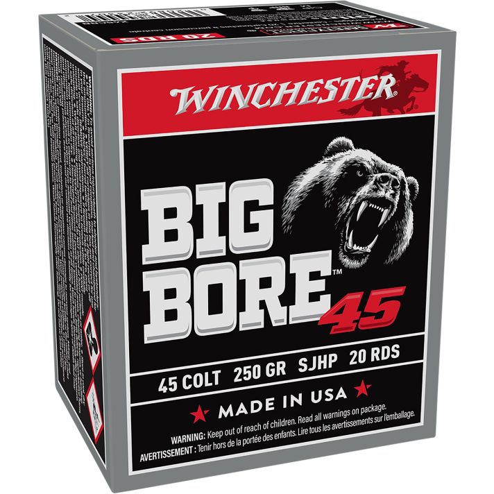 Winchester Ammo X45CBB Big Bore45Colt 250gr Semi Jacketed Hollow Point 20 Per Box/10 Case
