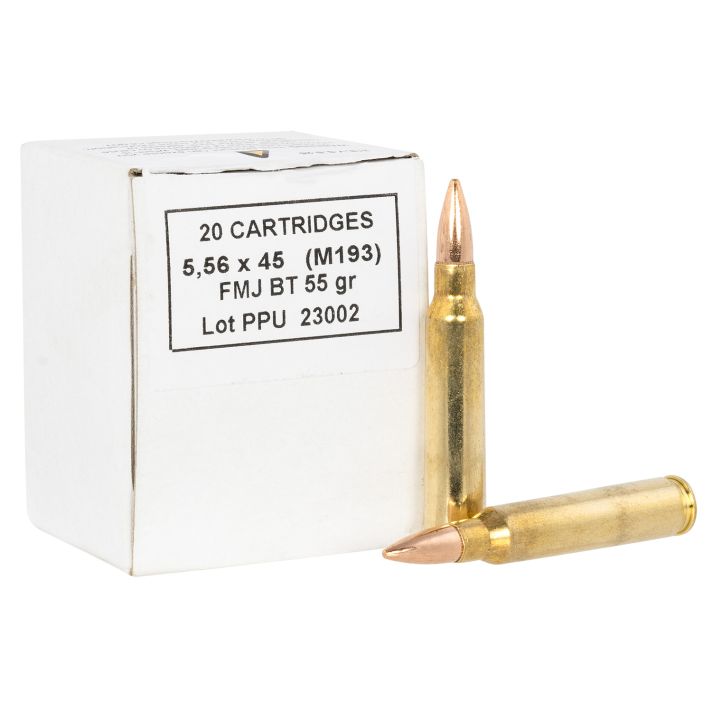PPU PPRM556B Metric Rifle5.56x45mmNATO 55gr Full Metal Jacket Boat Tail 1000 Per Box/1 Case